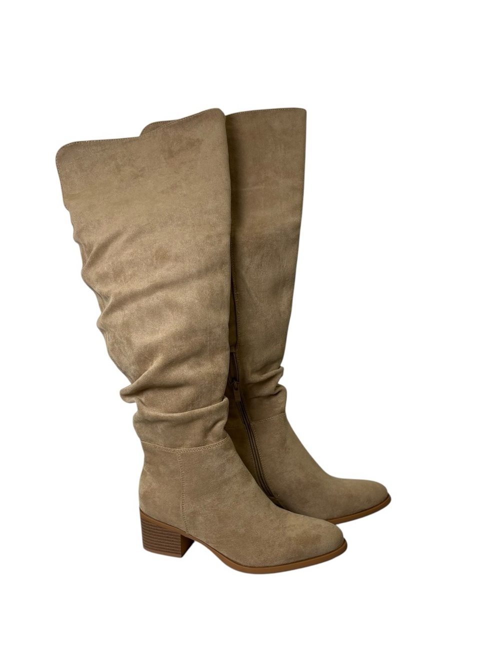 Shoe’N Tale Women’s Suede Slouchy Over-the-Knee Boots Taupe Size 37.5 (US 7)